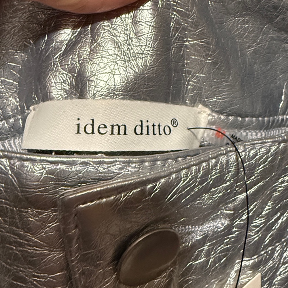 Shiny Silver Pants by Idem Ditto women’s size medium straight legs soft interior - Picture 9 of 11
